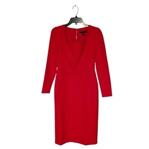 Maggy London Dress Scalloped Neck Long Sleeve Career Evening Cocktail